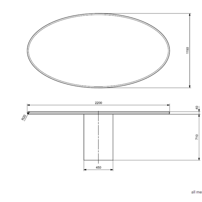 Ovalt matbord betonglook - Dena - Latte - 220cm - StoneSkin