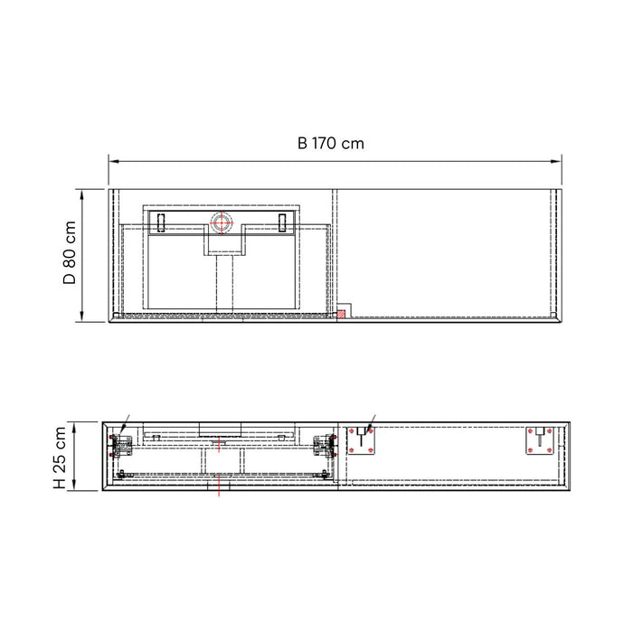 Håndvaskmøbel Loudun - Hvid Travertin - Enkelt håndvask - 170 cm