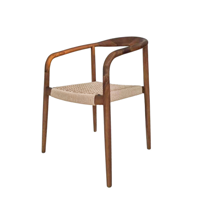 Dining room chair Burnie - Acacia walnut wood - rope seat