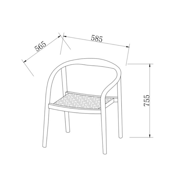 Dining room chair Burnie - Acacia walnut wood - rope seat