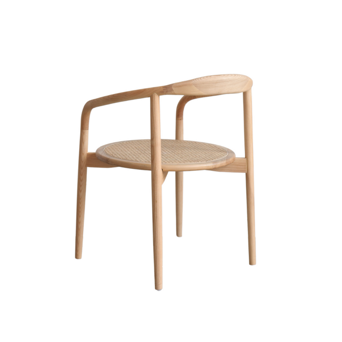 Dining chair Ely - Round seat in rattan - Oak