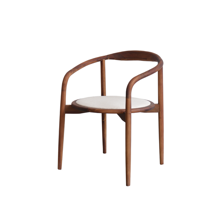 Dining room chair Ely - Round fabric seat - Dark walnut - Acacia wood - VDF115