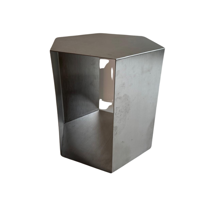 Table d'appoint Cube B46.2 D40 H45 - Acier brossé