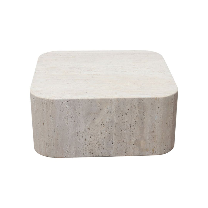 Table basse en travertin Alba - Carrée - 80 cm - Bord arrondi