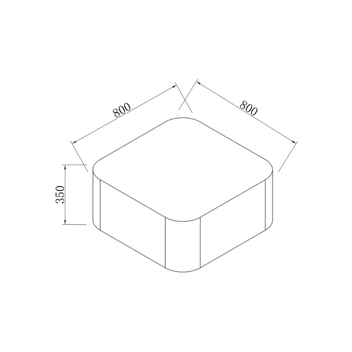 Table basse en travertin Alba - Carrée - 80 cm - Bord arrondi