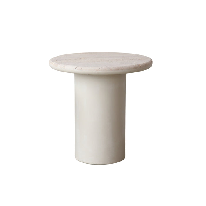 Side table Travertine Caen - Latte Stoneskin base - 50 cm