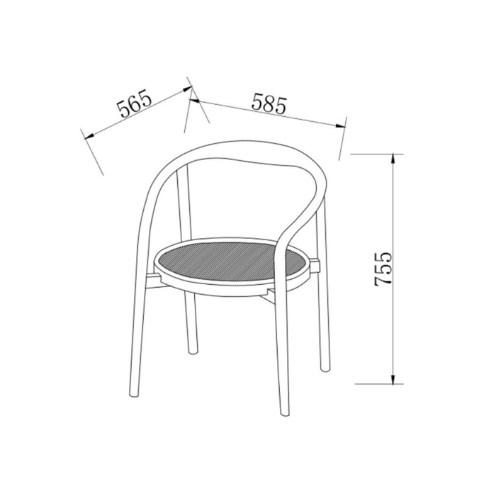 Ely dining room chair dark walnut - Round rattan seat - Acacia wood