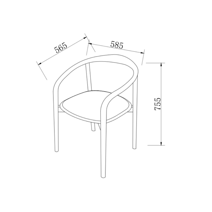 Ely dining room chair - Rectangular fabric seat - Smoke Wood - Woven seat