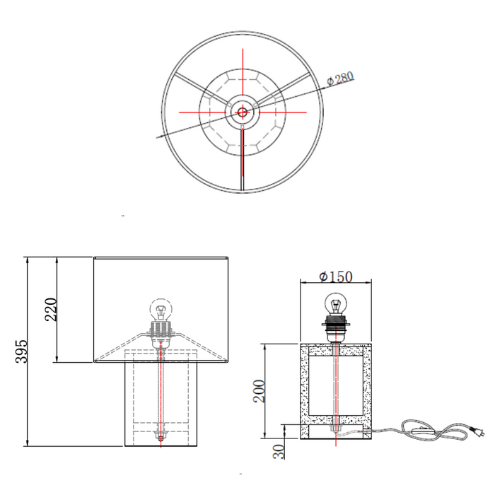 Bordslampa - Även - Travertin - Roos - H39,5 cm