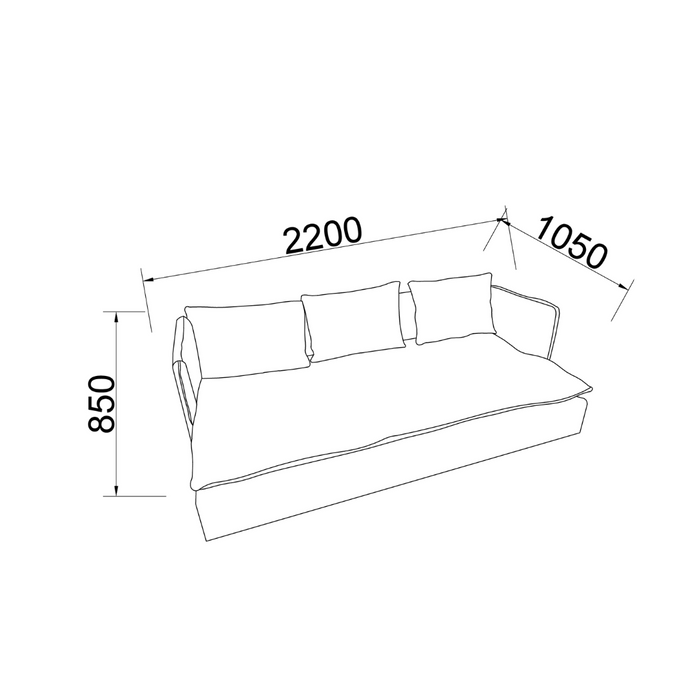 Bartolo – 4-Sitzer-Sofa aus dunkelgrünem Stoff – 220 cm