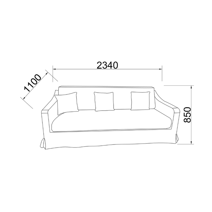 Olympic - 4-zitsofa - B234 D111 H85 cm - Wit/Beige