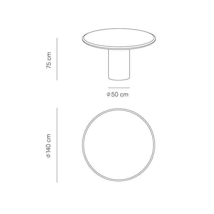 Nana - Table à manger ronde - Travertin - Blanc - 140 cm