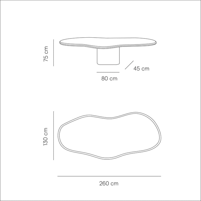 Amir Organische betonlook eettafel - 261 cm - StoneSkin - Latte