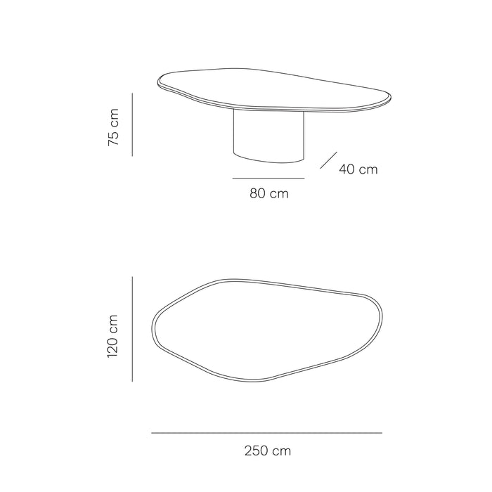 Table à manger bio Strasbourg - L250 P120 H75 - Terre MicroSkin - Finition structurée - Bord arrondi