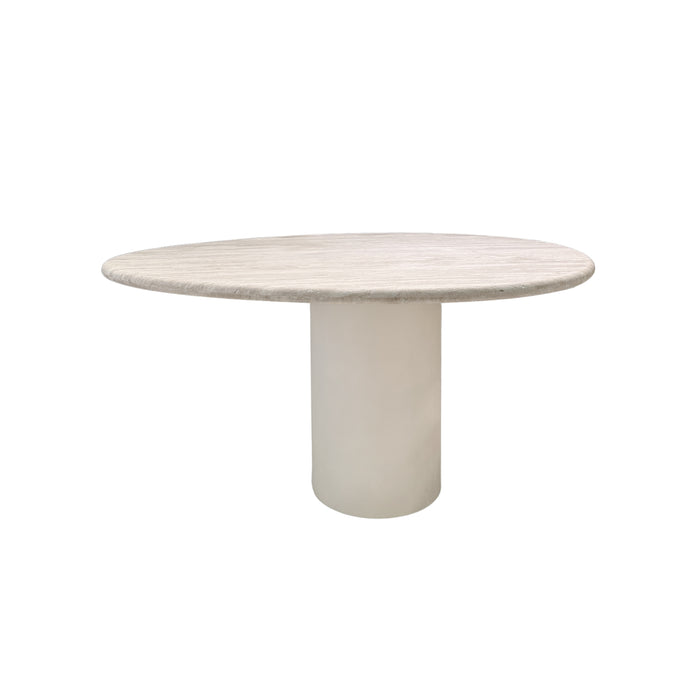 Dining table Reef - Latte StoneSkin leg - White Travertine top half filled - 140 cm