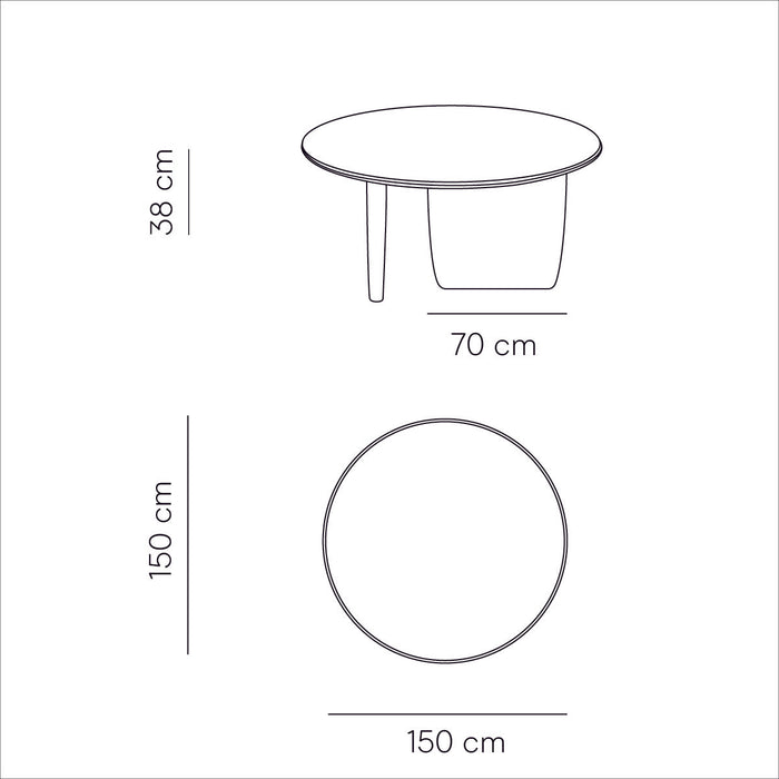 Runder beigefarbener Esstisch – Rochelle – 150 cm – Beine mit abgeschrägter Kante – MicroSkin