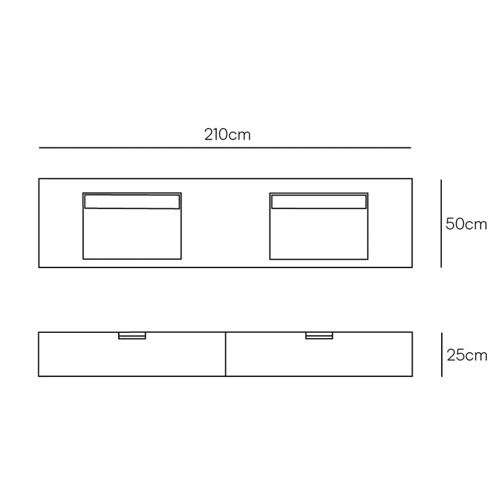 Mueble de baño Loudun con lavabo doble - Travertino blanco - 210 cm