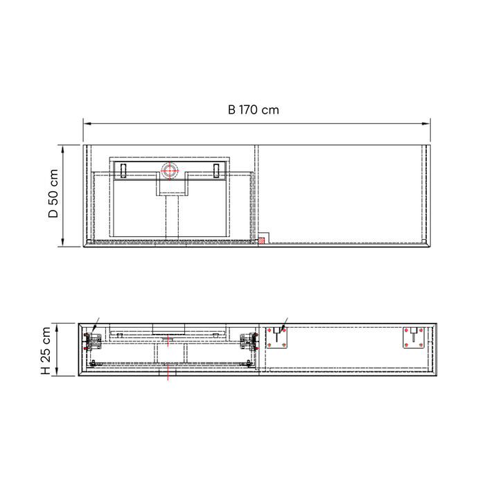 Meuble de salle de bain Loudun avec vasque simple - Marbre Blanc Bleu - 170 cm