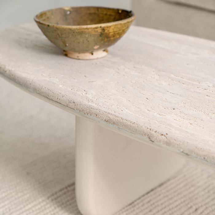 Table basse en travertin Ido - Latte Microskin - Blanc