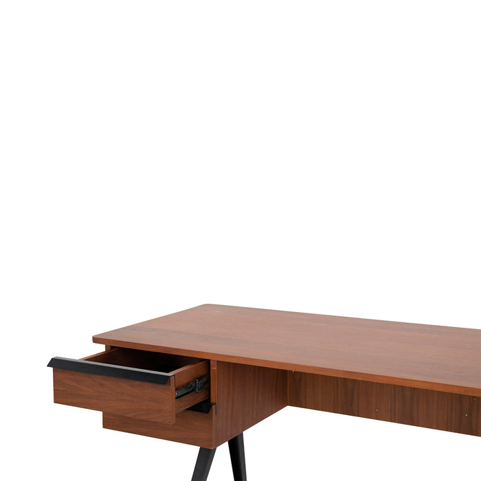 Skrivbord i valnöt med 2 lådor - Dijon - 140 cm