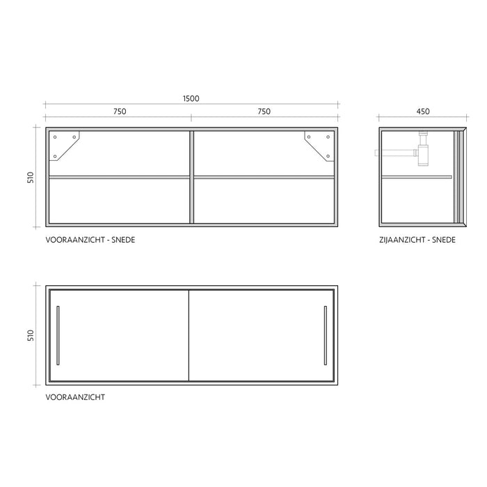 Meuble de Salle de Bain design - Vasque Marbre noir - Roseau noir (150 cm) - Nestor